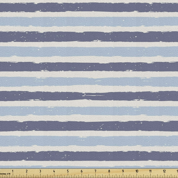Harbour Stripe Sofa Upholstery Fabric by the Yard, Abstract Soft Toned Sketchy Horizontal Stripes Pattern, Decorative Fabric for DIY & Home Accents, 5 Yards, Cadet Blue Pale by Ambesonne