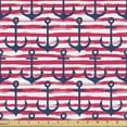 thumbnail image 1 of Ambesonne Nautical Fabric by the Yard Upholstery, Marine Horizontal Stripes, 1 Yard, Pink Night Blue, 1 of 4
