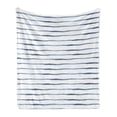 thumbnail image 1 of Harbour Stripe Soft Flannel Fleece Throw Blanket, Abstract Brushstroke Nautical Ocean Horizontal Lines Soft Picture, Cozy Plush for Indoor and Outdoor Use, 50" x 60", Night Blue White, by Ambesonne, 1 of 6