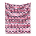 thumbnail image 1 of Harbour Stripe Soft Flannel Fleece Throw Blanket, Blue Anchors on Horizontal Paintbrush Stripes Marine Graphic, Cozy Plush for Indoor and Outdoor Use, 50" x 60", Dark Blue Magenta White, by Ambesonne, 1 of 5