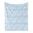 thumbnail image 1 of Harbour Stripe Soft Flannel Fleece Throw Blanket, Soft Toned Nautical Uniform Brushstroke Simplistic Lines Theme, Cozy Plush for Indoor and Outdoor Use, 50" x 70", Pale Blue White, by Ambesonne, 1 of 6