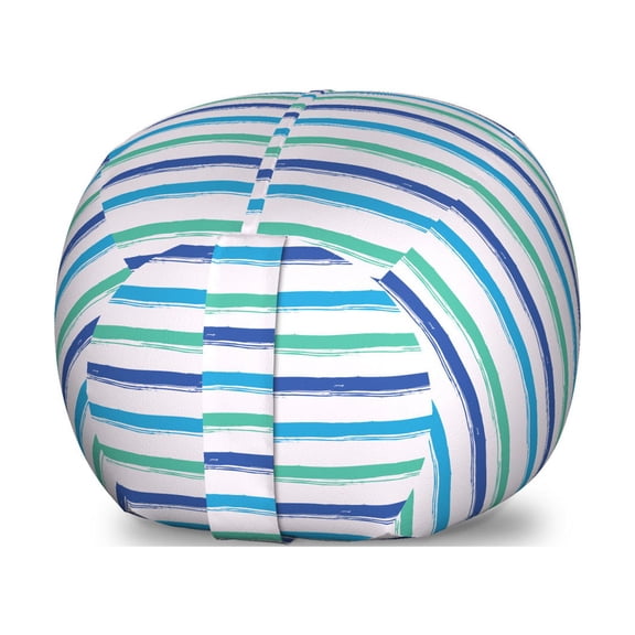 Harbour Stripe Storage Toy Bag Chair, Brushstroke Lines Backdrop in Several Tones Modern Minimalist Design, Stuffed Animal Organizer Washable Bag, Large Size, Royal Blue Seafoam, by Ambesonne