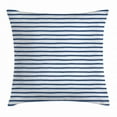thumbnail image 1 of Harbour Stripe Throw Pillow Cushion Cover, Horizontal Nautical Stripes Pattern Hand Drawn Marine Sea Illustration, Decorative Square Accent Pillow Case, 20 X 20 Inches, Night Blue White, by Ambesonne, 1 of 2
