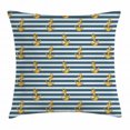 thumbnail image 1 of Harbour Stripe Throw Pillow Cushion Cover, Old Fashion Stylish Nautical Fashion with Anchors Coast Theme, Decorative Square Accent Pillow Case, 20 X 20 Inches, Earth Yellow Slate Blue, by Ambesonne, 1 of 2