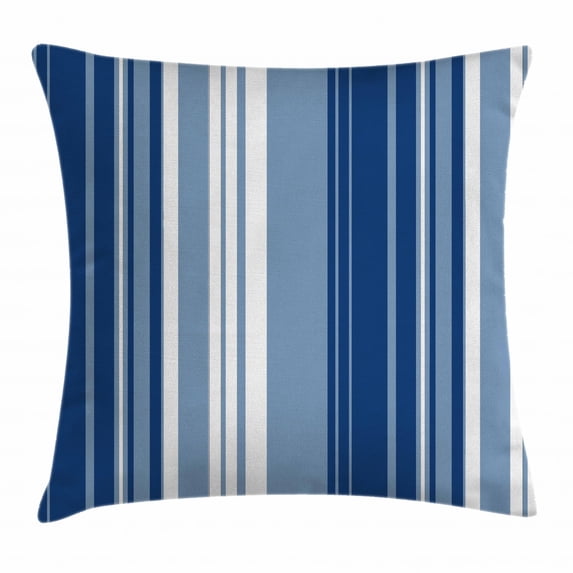 Harbour Stripe Throw Pillow Cushion Cover, Retro Style Shades of Stripe Artistic Abstract Vintage Design, Decorative Square Accent Pillow Case, 24 X 24 Inches, Slate and Navy Blue White, by Ambesonne
