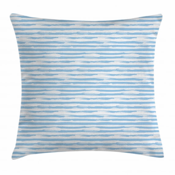 Harbour Stripe Throw Pillow Cushion Cover, Soft Toned Nautical Uniform Brushstroke Simplistic Artful Lines Theme, Decorative Square Accent Pillow Case, 24 X 24 Inches, Light Blue White, by Ambesonne