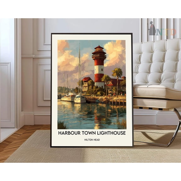 Harbour Town Lighthouse Poster, Unframed Paper Poster 8x10in