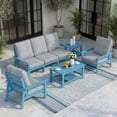 thumbnail image 1 of Harbweb 7-Piece HDPS Outdoor Sofa Patio Furniture Set, Blue Frame with Gray Cussion, 1 of 8