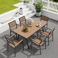 thumbnail image 1 of Harbweb 7-Piece Outdoor Patio Dining Set Rectangle Table Set, Teak, 1 of 7