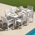 thumbnail image 1 of Harbweb 7pc HDPE Outdoor Dining Set, All-Weather Wood Grain Patio Furniture, White, 1 of 6