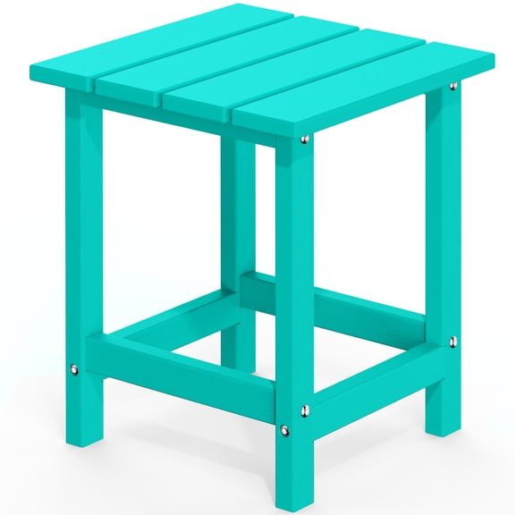 Harbweb Outdoor Adirondack Side Table, HDPE 14.7" Patio Side Table for Patio, Aqua