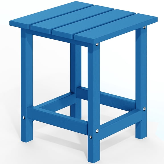 Harbweb Outdoor Adirondack Side Table, HDPE 14.7" Patio Side Table for Patio, Blue