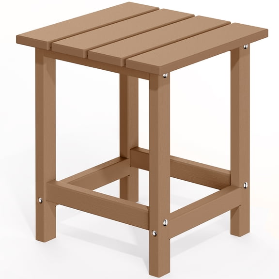 Harbweb Outdoor Adirondack Side Table, HDPE 14.7" Patio Side Table for Patio, Brown