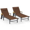 thumbnail image 1 of Harbweb Outdoor Chaise Lounge Chair Set of 2, 5-Position Adjustable Sun Tanning Chair with Pillow, Aluminum Patio Lounge Chair with Wheels & Armrests for Garden, Beach, Patio, Pool, Brown, 1 of 8