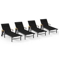 thumbnail image 1 of Harbweb Outdoor Chaise Lounge Chair Set of 4, 5-Position Adjustable Sun Tanning Chair with Pillow, Aluminum Patio Lounge Chair with Wheels & Armrests for Garden, Beach, Patio, Pool, Black, 1 of 8