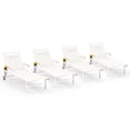 thumbnail image 1 of Harbweb Outdoor Chaise Lounge Chair Set of 4 , 5-Position Adjustable Sun Tanning Chair with Pillow, Aluminum Patio Lounge Chair with Wheels & Armrests for Garden, Beach, Patio, Pool, White, 1 of 8