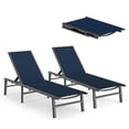 thumbnail image 1 of Harbweb Outdoor Lounge Chair for Poo Set of 2, Aluminum Chaise Lounge Chairs with 5-Position Recliner, No Assembly Patio Lounge Chair for Backyard, Poolside, Deck, Lawn (Blue), 1 of 8