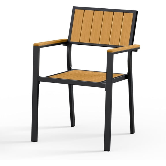 Harbweb Stackable Outdoor Patio Dining Chairs, Teak
