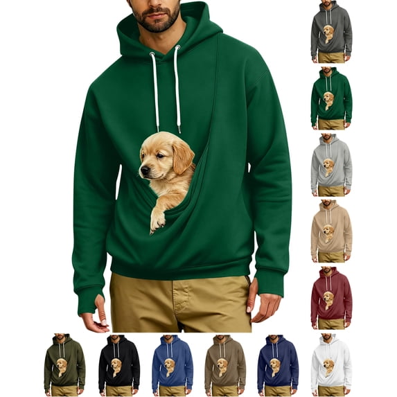Harcomeey Pet Carrier Hoodies for Men,Oversized Long Sleeve Cozy Soft Pet Hooded Sweatshirts with Pocket Fall Clothes