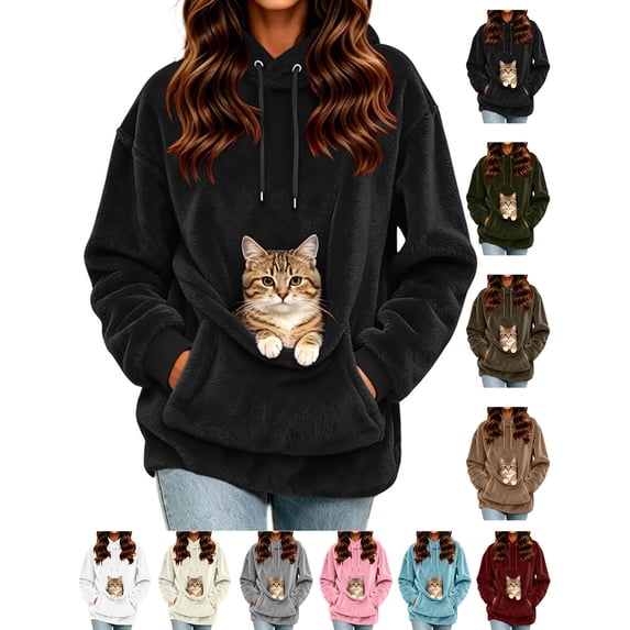 Harcomeey Women Hooded Sweatshirt With Big Pockets Oversized Pullover Walking Outdoor Comfort Street