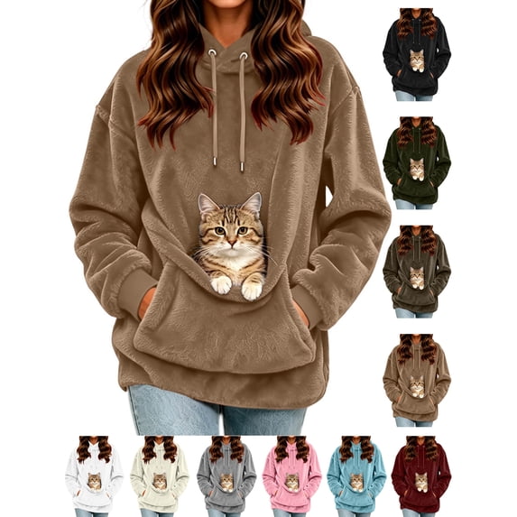 Harcomeey Women Hooded Sweatshirt With Big Pockets Oversized Pullover Walking Outdoor Comfort Street
