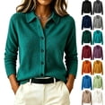 thumbnail image 1 of Harcomeey Womens Cozy Knit Blouse Button Down Collar Knit Shirt Long Sleeve Soft Solid Color Casual Work Office Knit Blouse L, 1 of 6