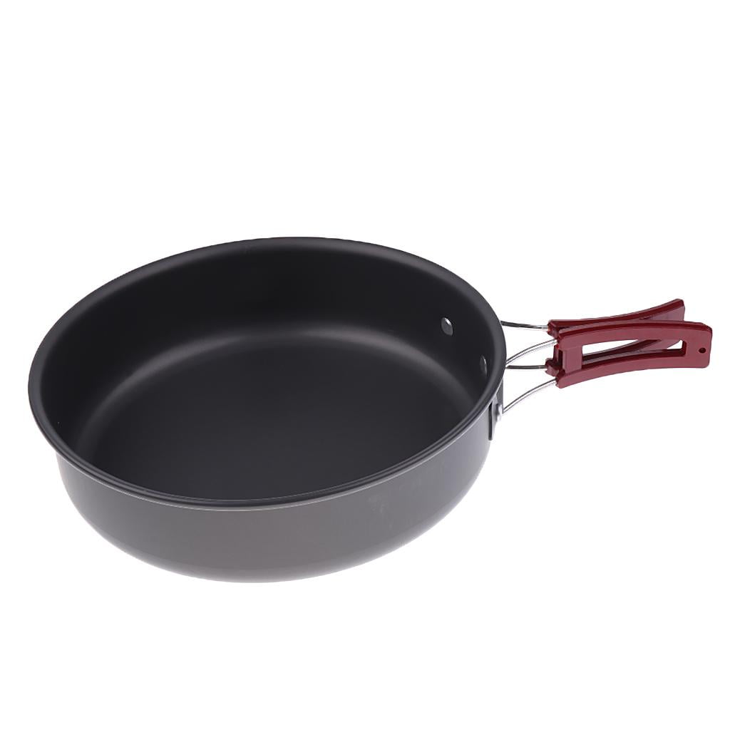 Lixada 1400ml Titanium Fry Pan Ultralight Grill Frying Pan with Folding  Handle for Outdoor Cooking Camping Hiking Backpacking