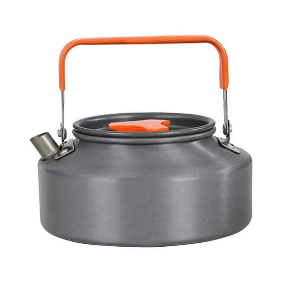 Hard Anodized Aluminum Camping Kettle, 1.1L Portable Outdoor Water Boiler, Heat- Folding Handle Tea Pot for Camping Hiking, Fashionable Orange Travel Kettle for Outdoor Use