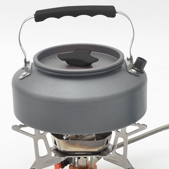 Hard Anodized Aluminum Portable Water Kettle, 1.1L Lightweight Camping Teapot with Foldable Heat-Resistant Handle, Short Spout Design for Outdoor Hiking Backpacking, Rustproof & Food Safe