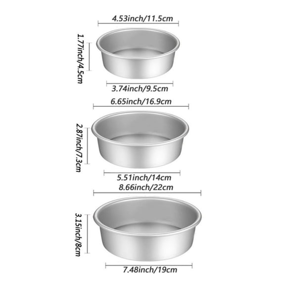 Hard Anodized Aluminum Round Cake Pan with Removable Bottom – Non-Stick Professional Baking Mold for Cheesecake & Pastry – 4/6/8/10 Inch Options (1/3pcs Set)