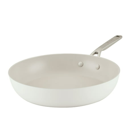 KitchenAid Hard Anodized 12.25 Inch Ceramic Nonstick Frying Pan, Oven Safe to 500°F, Porcelain White