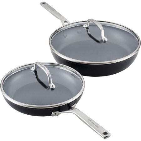 Hard Anodized Induction Nonstick Frying Pan Set With Tempered Lids, 4-Piece - 10 & 12 Inch – Durable, Even Heating, Oven Safe to 500°F, Dishwasher Safe, Easy-Clean