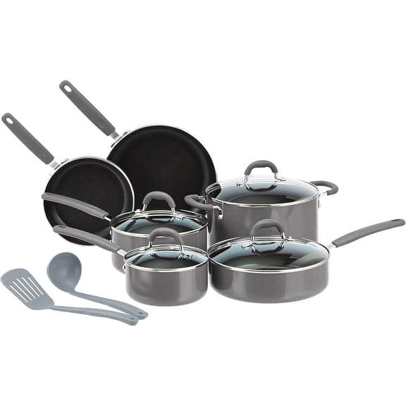 Hard Anodized Non-Stick 12-Piece Cookware Set  Black - Pots  Pans and Utensils