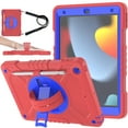 thumbnail image 1 of Hard Back Cover Case for Apple 10.2-inch iPad 9th/8th/7th Generation (2021/2020/2019) - Portable Case with Rotating View Kickstand & Shoulder/Hand Strap,  Shockproof Sturdy Rugged Cover, Red+Blue, 1 of 8