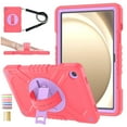 thumbnail image 1 of Hard Back Cover Case for Galaxy Tab A9 8.7" Tablet 2023 Release Model SM-X110/115/117 - 3 Layers Protection Protective Portable Case with Rotating View Kickstand & Shoulder/Hand Strap, Redpurple, 1 of 12