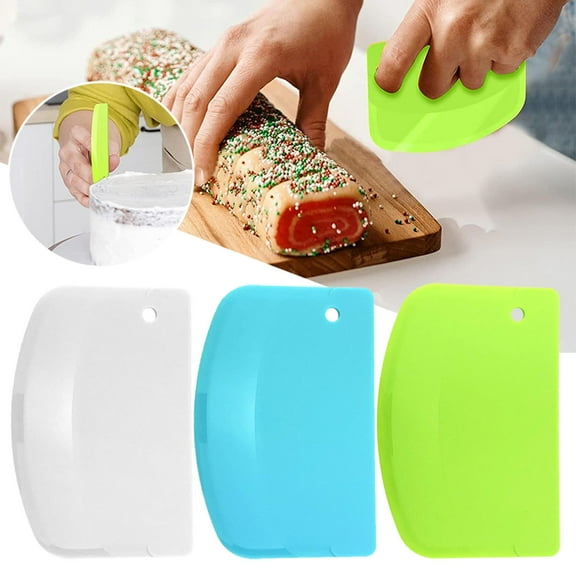Hard Bench Scraper Dough Scraper for Baking, 3 PCs BPA Free PP Plastic Flexible Dough Cutter, Food-Safe Plastic Bread Making Tools Cake Dough Fondant Icing