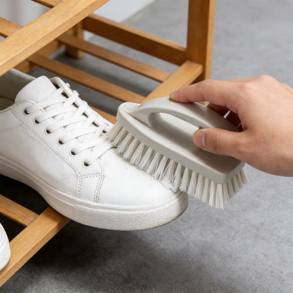 Hard Bristle Shoe Brush with Hanging Hole, Multi Surface Boot Cleaner – Sturdy Laundry & Sneaker Scrubber for Outdoor Shoes Clothes, Durable Handle for Deep Stain Removal