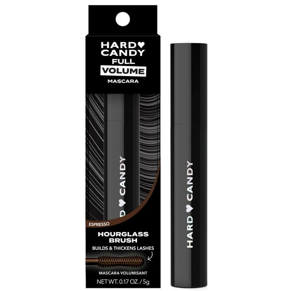 Hard Candy Full Volume Mascara, Volumizing Mascara, Hourglass Brush, Smudge-Proof, Espresso, Brown