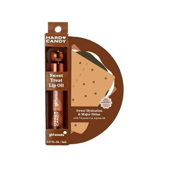 Hard Candy Girl Scouts Hydrating Glossy Lip Oil with Apricot Oil, Jojoba & Vitamin E, Limited Edition Girl Scout S’mores™ Flavor
