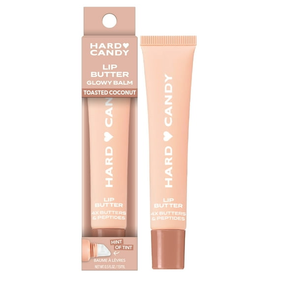 Hard Candy Lip Butter Glowy Balm, Toasted Coconut, Sheer Beige Tint, Shine, Hydration 15mL