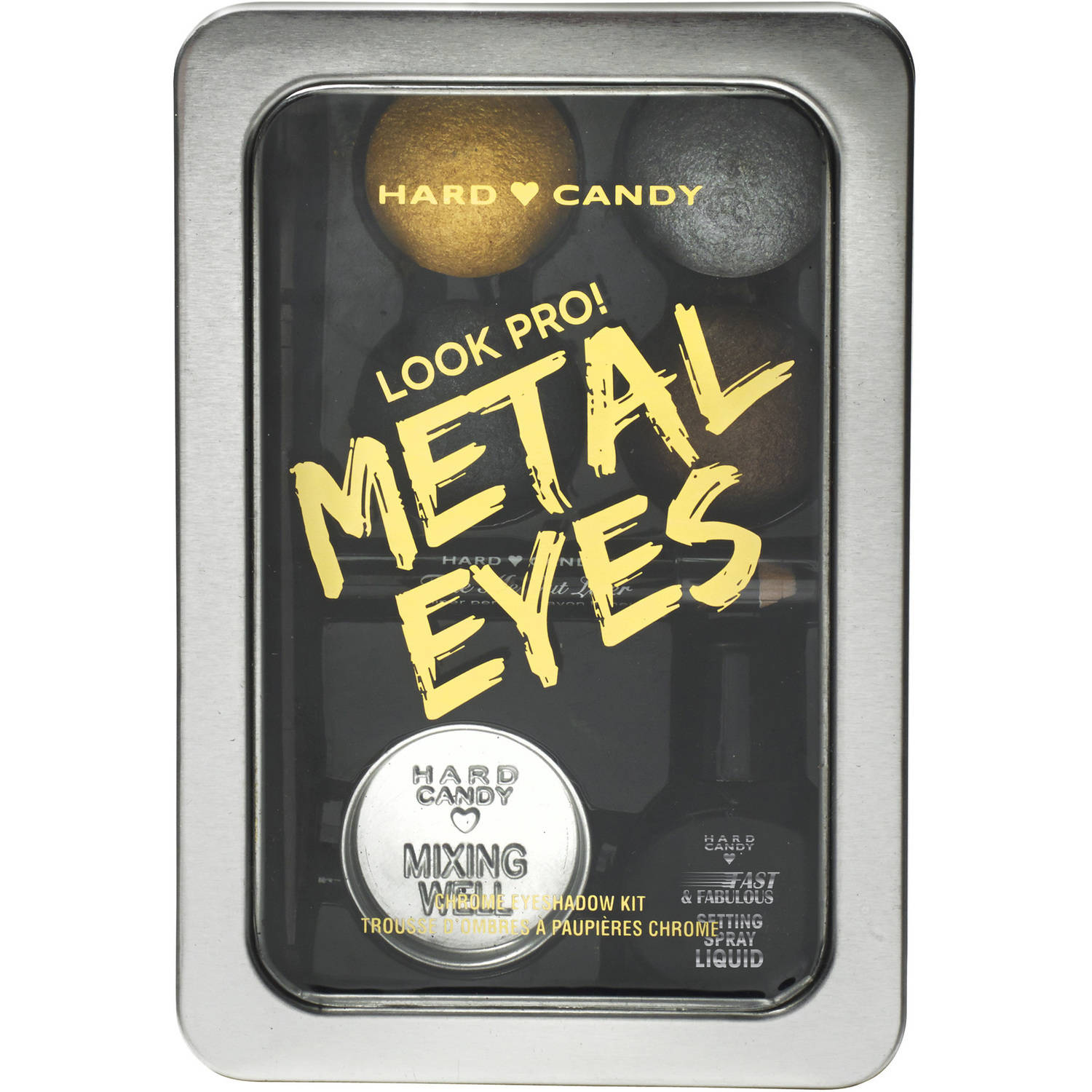 Hard Candy Metal Eyes, 1249 Chrome Eyeshadow Kit, 8 pc