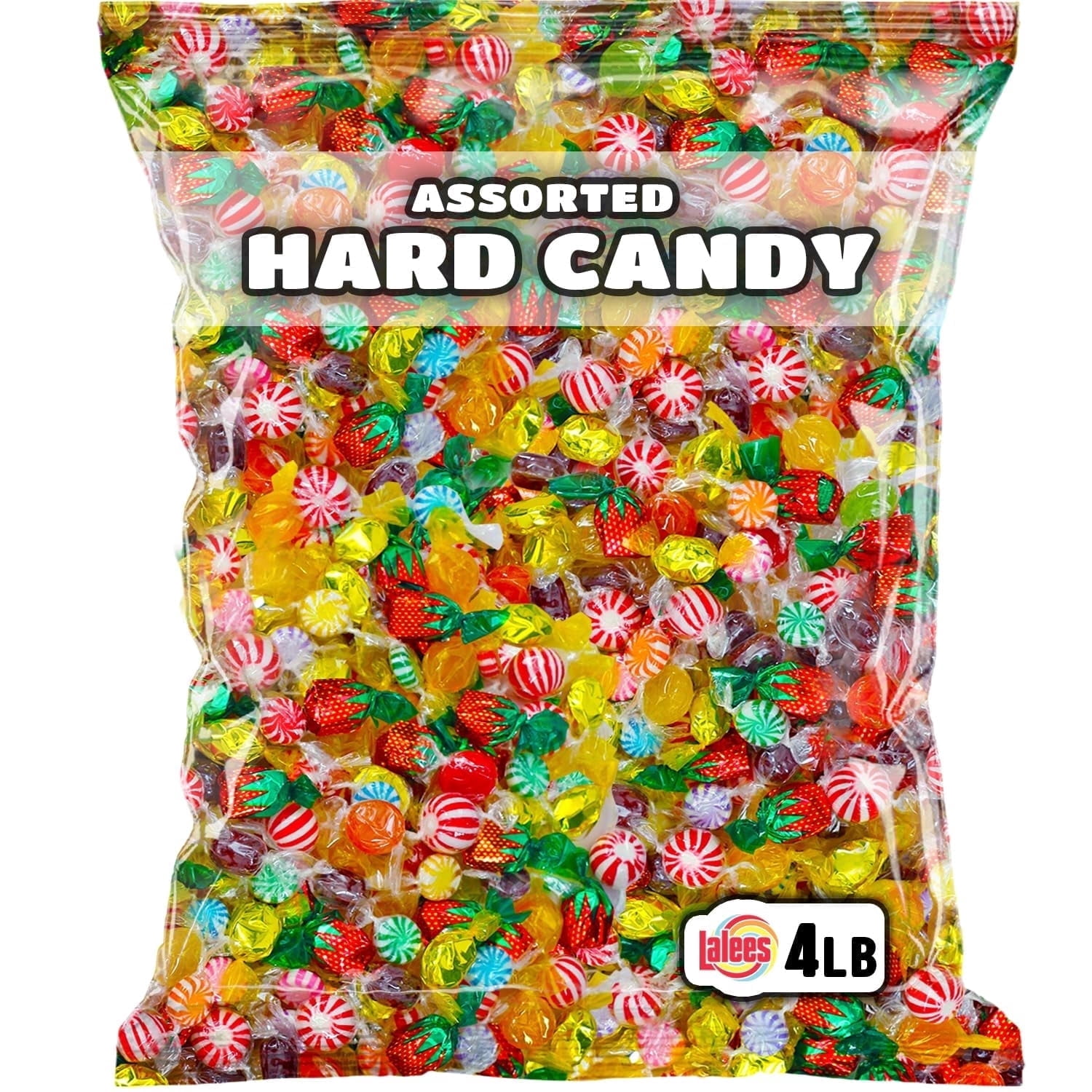 Lalees Assorted Hard Candy Mix, 4 lb Bulk Individually Wrapped Classic Candy Variety Pack for Candy Bowls, Offices, Parties & Events
