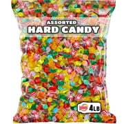 Lalees Assorted Hard Candy Mix, 4 lb Bulk Individually Wrapped Classic Candy Variety Pack for Candy Bowls, Offices, Parties & Events