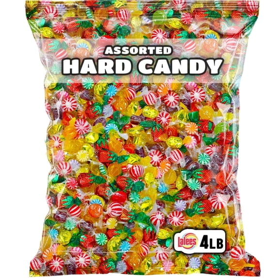 Lalees Assorted Hard Candy Mix, 4 lb Bulk Individually Wrapped Classic Candy Variety Pack for Candy Bowls, Offices, Parties & Events