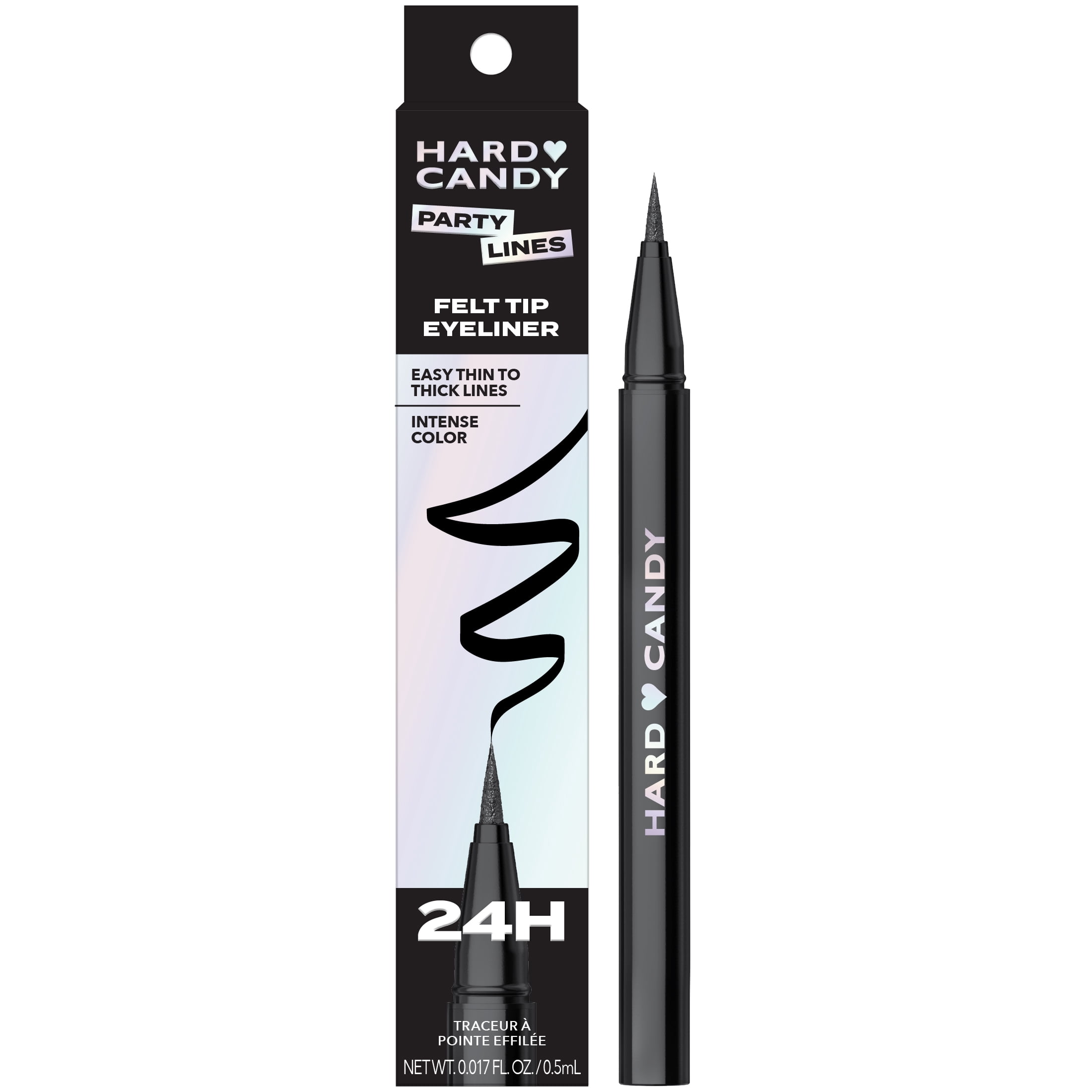 Hard Candy Party Lines Felt Tip Liner, Liquid Eyeliner, 24HR Wear, Little Black Dress, Black