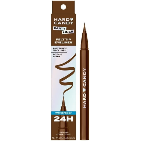 Hard Candy Party Lines Felt Tip Liner, Liquid Eyeliner, Waterproof, Fudging Around, Brown