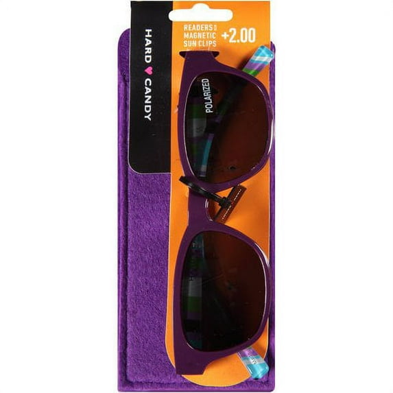 Hard Candy Readers with Magnetic Sun Clips, Purple Rules -- Dark Purple, 3 count