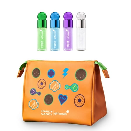 Hard Candy X Girl Scout Lip Kit Makeup Bag Bundle Limited Edition, Blue & Green & Purple & Clear