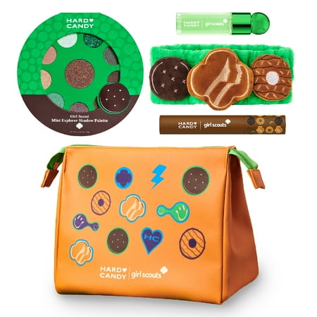 Hard Candy X Girl Scout Mint Explorer Makeup Bag Bundle Limited Edition, Brown & Green