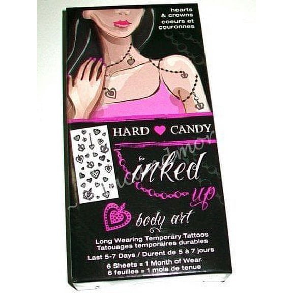 Hard Candy inked Up Body Art Long Lasting Temporary Tattoos: 6 Sheets = 1 Month of Wear